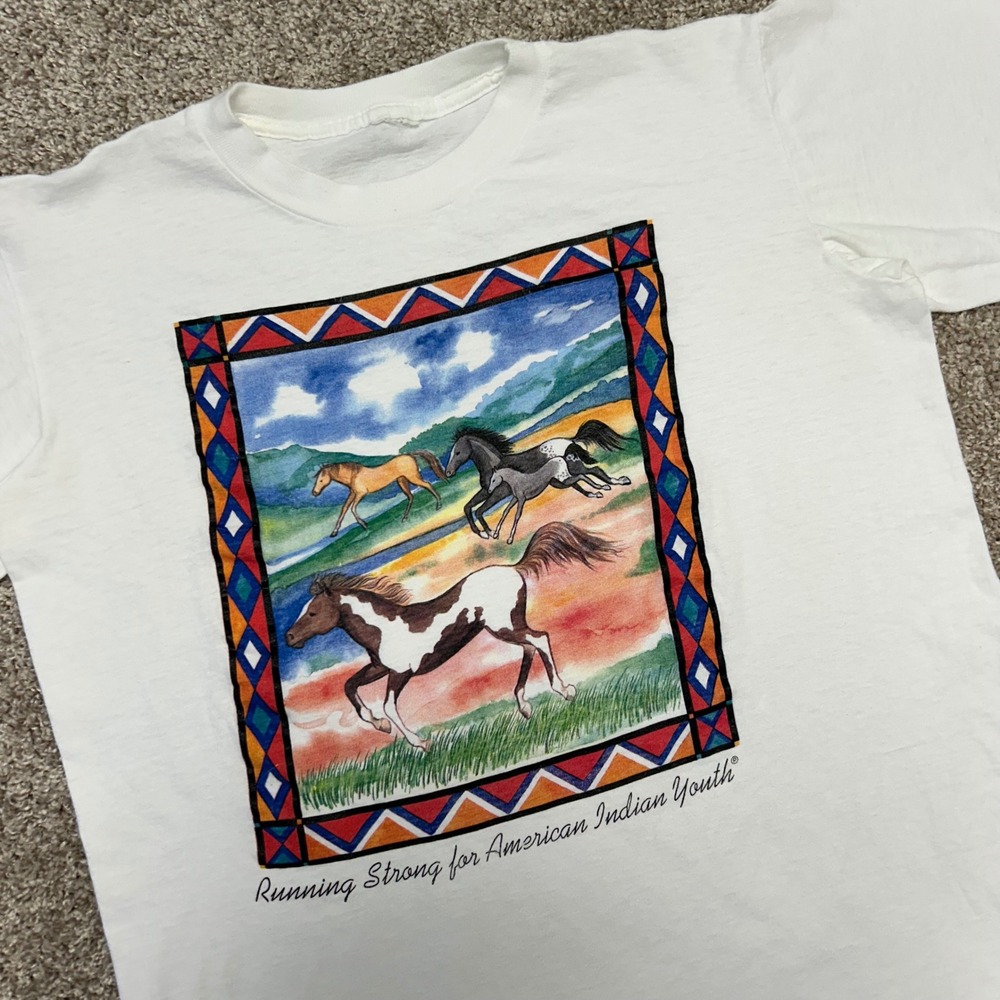 Vintage Running Strong For American Indian Youth Tshirt NO SIZE‎ Single Stitch